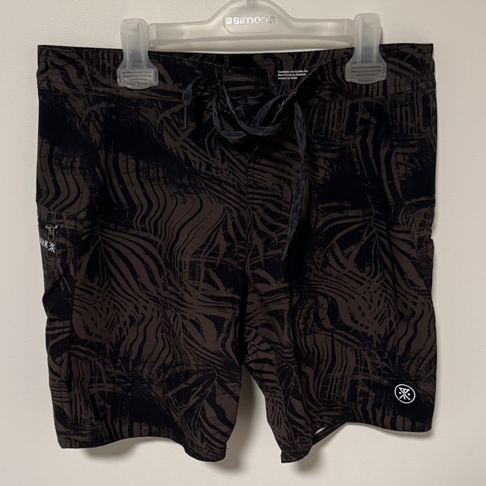 Roark Boatman. Black and Grey Patterned Men's Swim Board Shorts